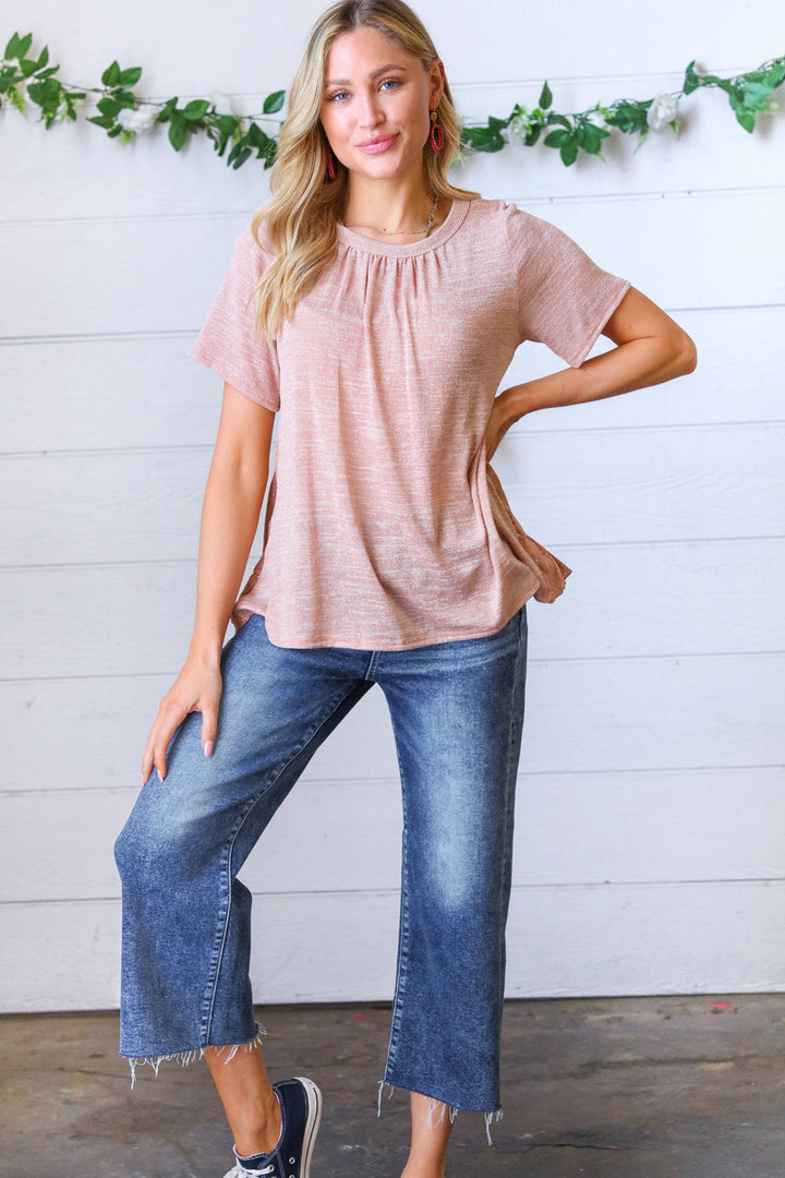 Mauve Tie Back Crinkle Floral Tops | Nikki &amp; Co. Boutique