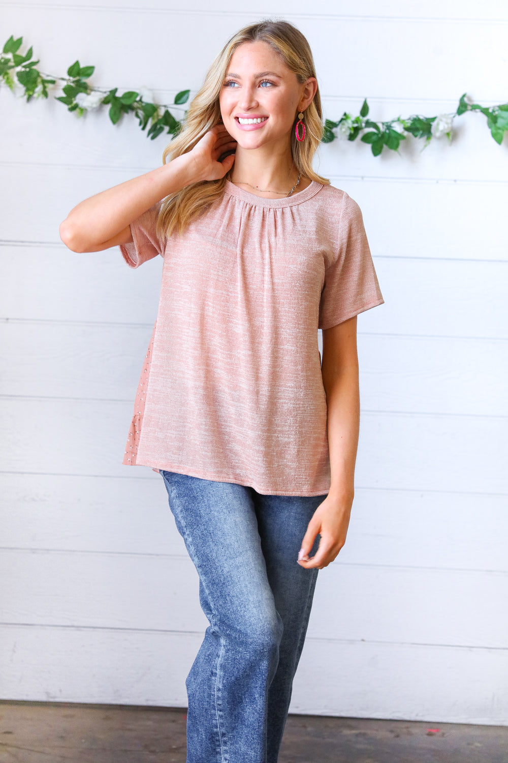 Mauve Tie Back Crinkle Floral Tops | Nikki &amp; Co. Boutique