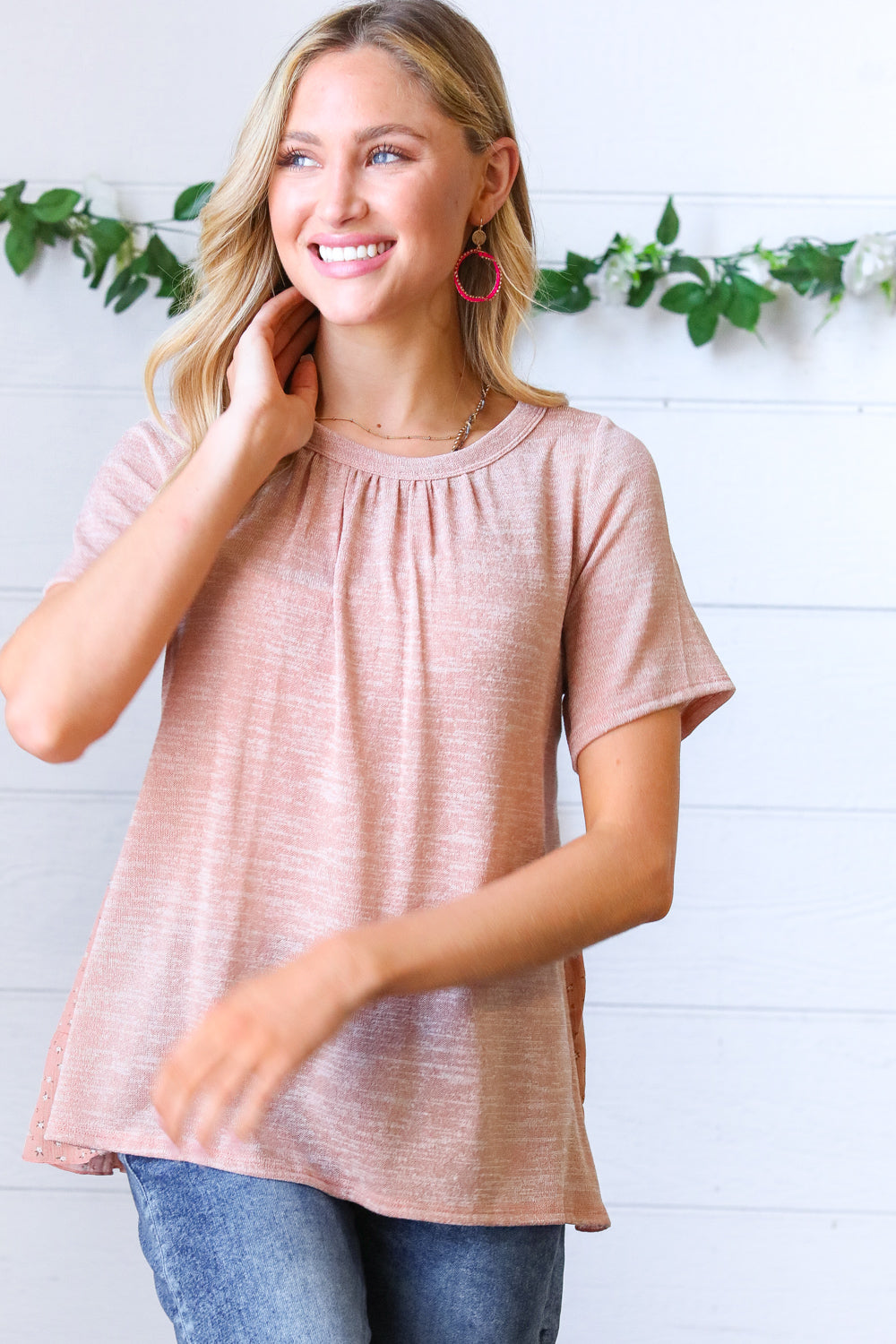 Mauve Tie Back Crinkle Floral Tops | Nikki &amp; Co. Boutique