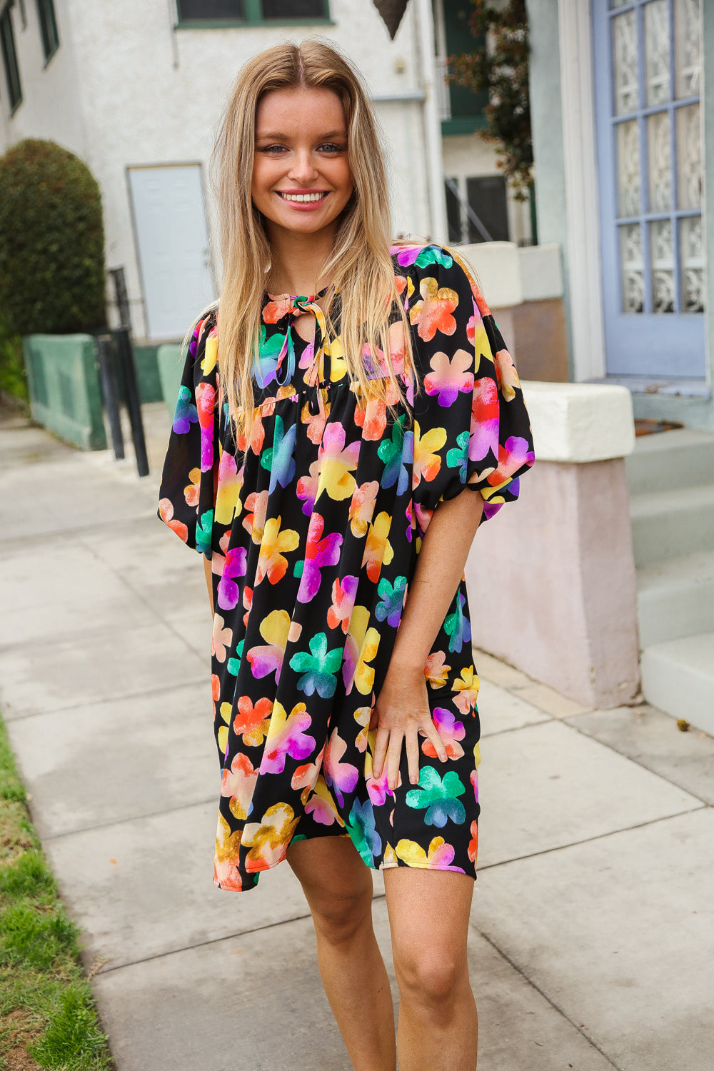 Look Adorable Ribbon Bow Tie Floral Babydoll Dress with Pockets | Nikki &amp; Co. Boutique