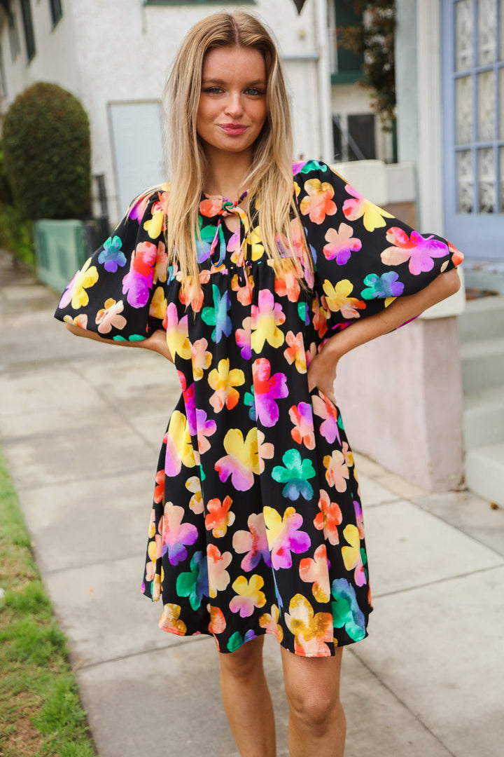 Look Adorable Ribbon Bow Tie Floral Babydoll Dress with Pockets | Nikki &amp; Co. Boutique