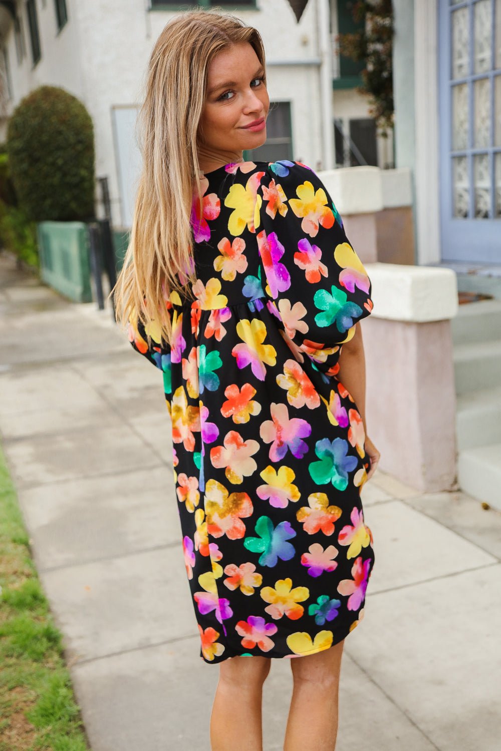 Look Adorable Ribbon Bow Tie Floral Babydoll Dress with Pockets - Nikki &amp; Co. Boutique