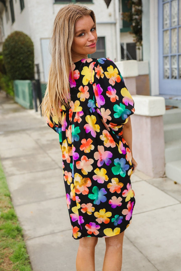 Look Adorable Ribbon Bow Tie Floral Babydoll Dress with Pockets - Nikki &amp; Co. Boutique