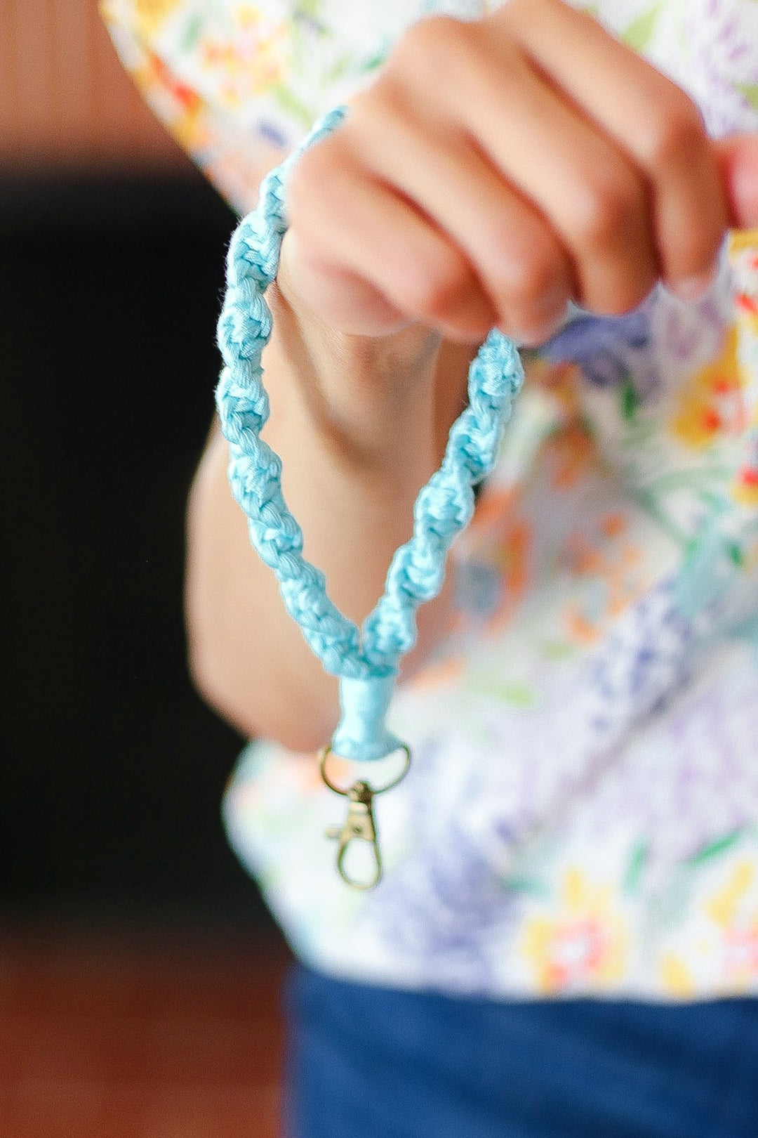Blue Hand Woven Braid Wristlet Keychain | Nikki &amp; Co. Boutique