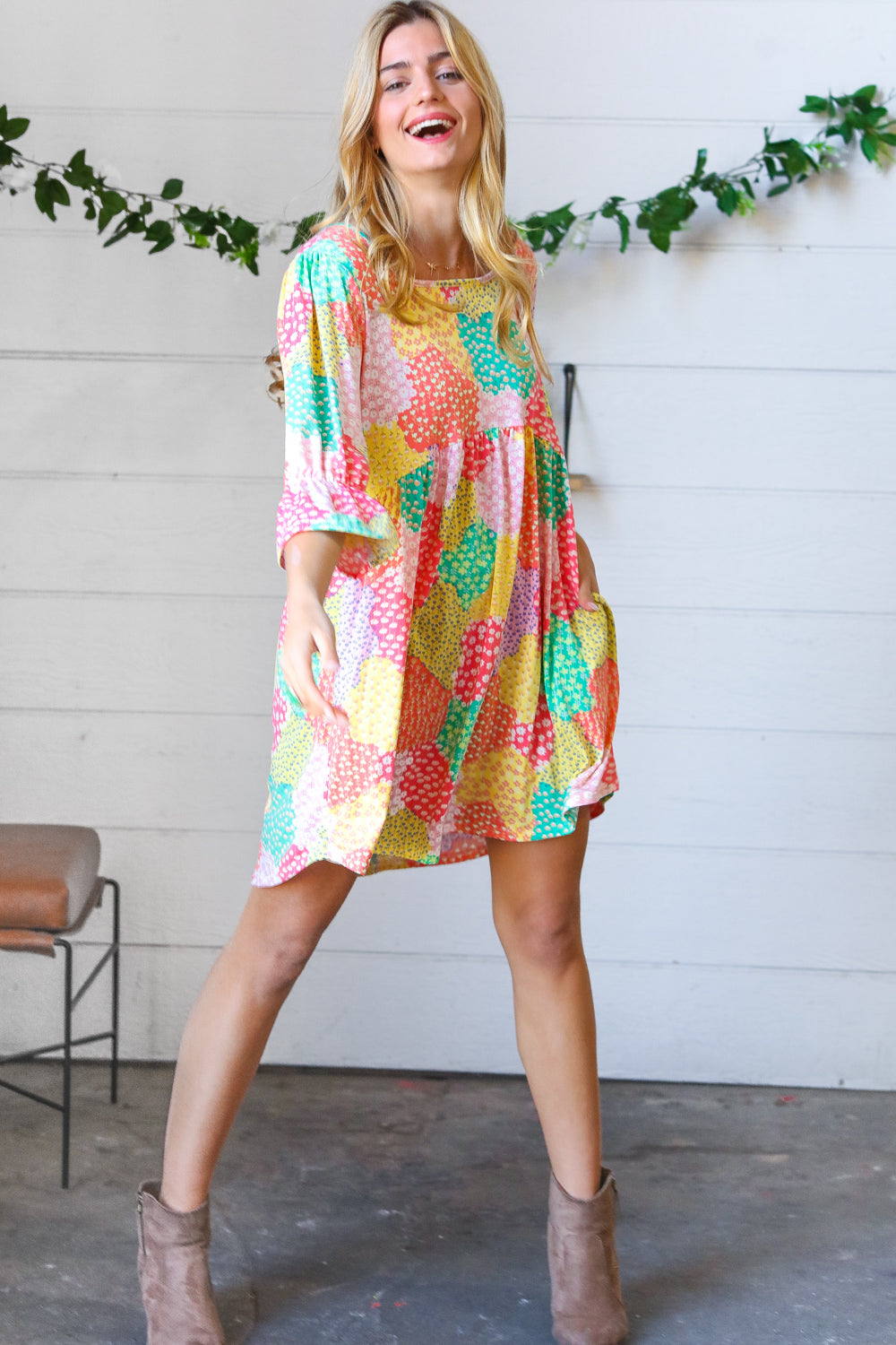 Multicolor Floral Patchwork Fit and Flare Dress | Nikki &amp; Co. Boutique