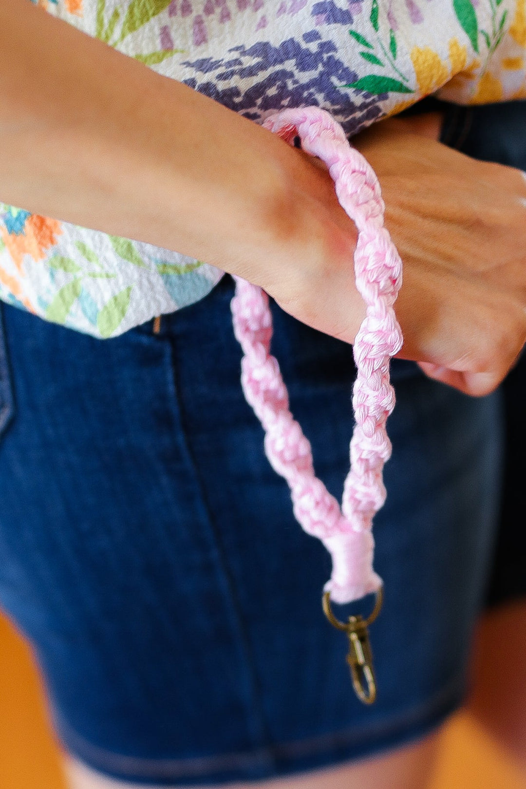Baby Pink Hand Woven Braid Wristlet Keychain | Nikki &amp; Co. Boutique