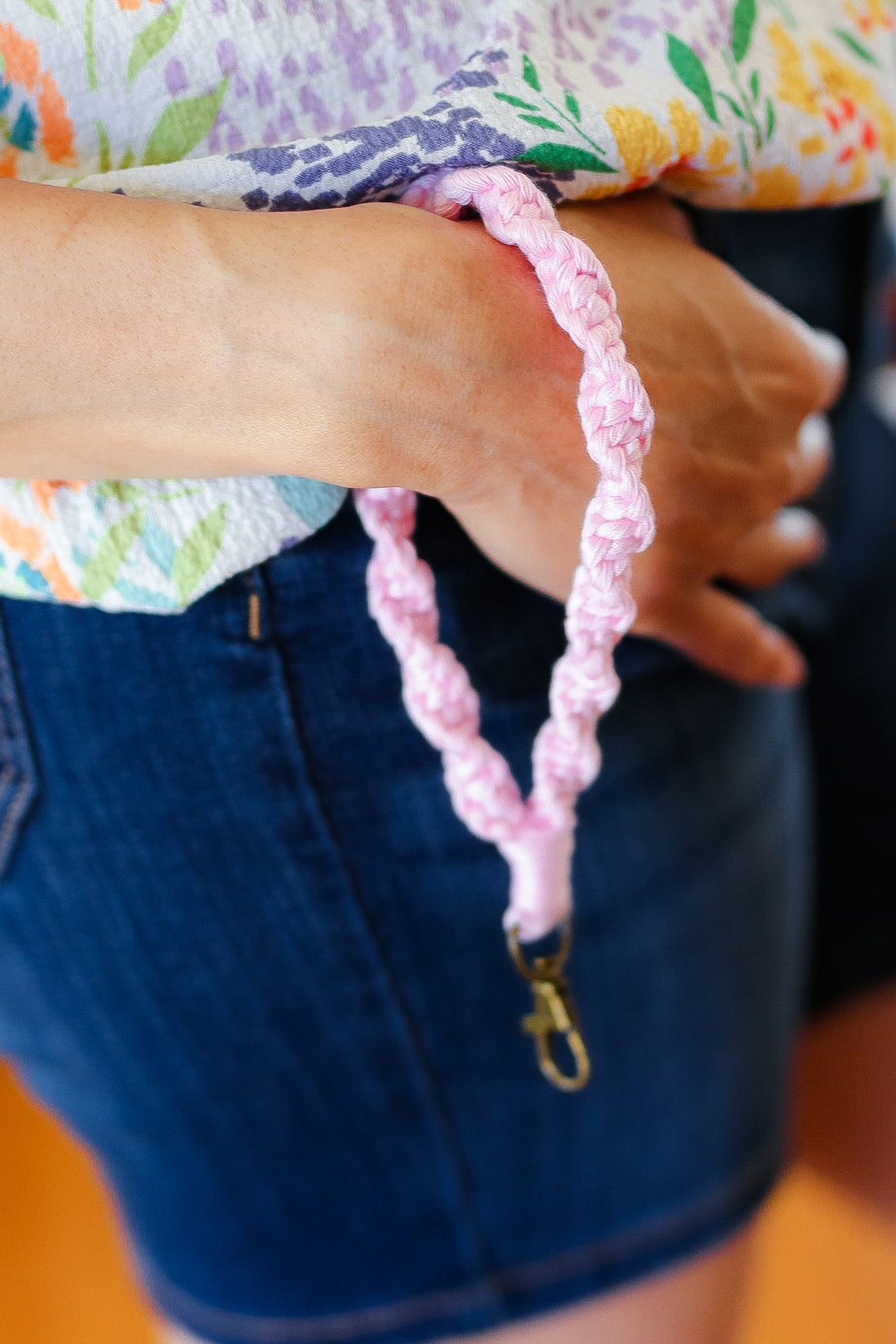 Baby Pink Hand Woven Braid Wristlet Keychain | Nikki &amp; Co. Boutique