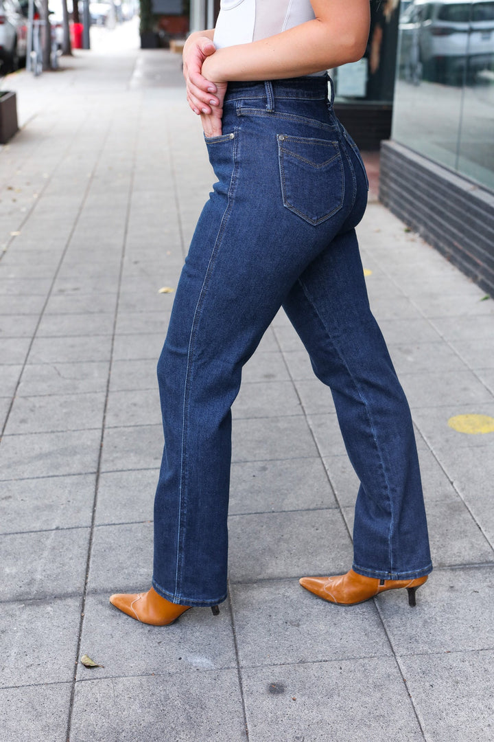 Judy Blue Dark Wash High Waisted Straight Fit Jeans | Nikki &amp; Co. Boutique
