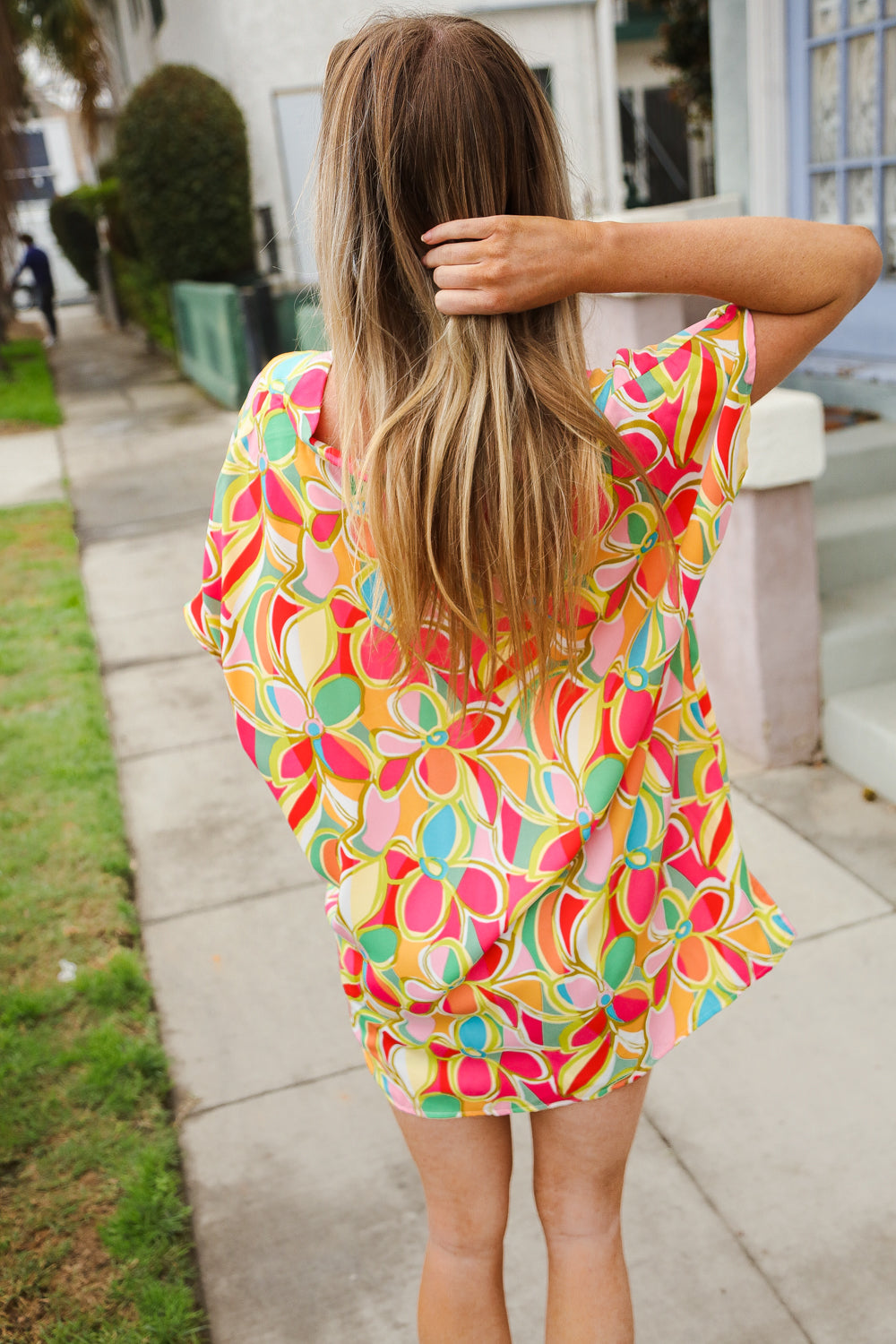 Casual Chic Multicolor Abstract V Neck Dolman Sleeve Tops | Nikki &amp; Co. Boutique