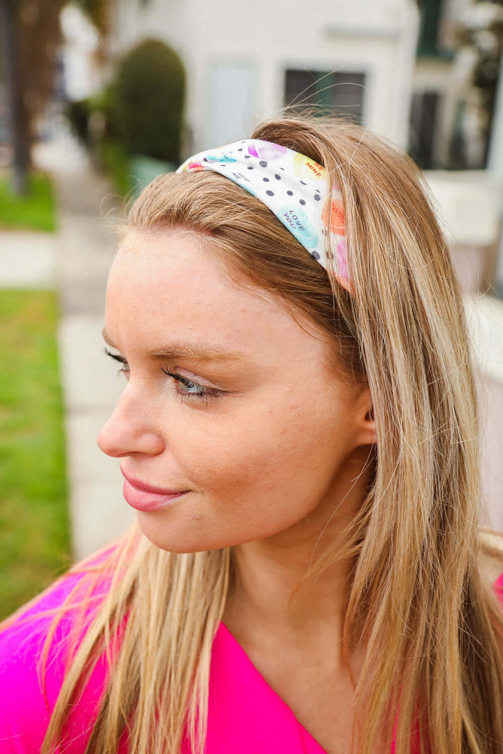 Multicolor Polka Dot &amp; Heart Candy Twist Headband | Nikki &amp; Co. Boutique