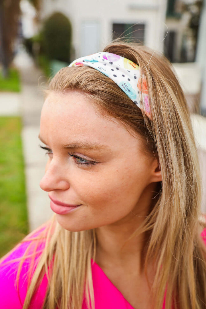 Multicolor Polka Dot &amp; Heart Candy Twist Headband | Nikki &amp; Co. Boutique