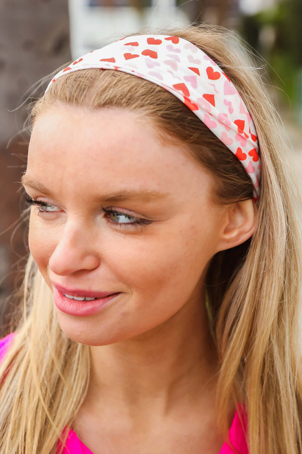 Red &amp; Pink Heart Print Stretchy Twist Headband | Nikki &amp; Co. Boutique
