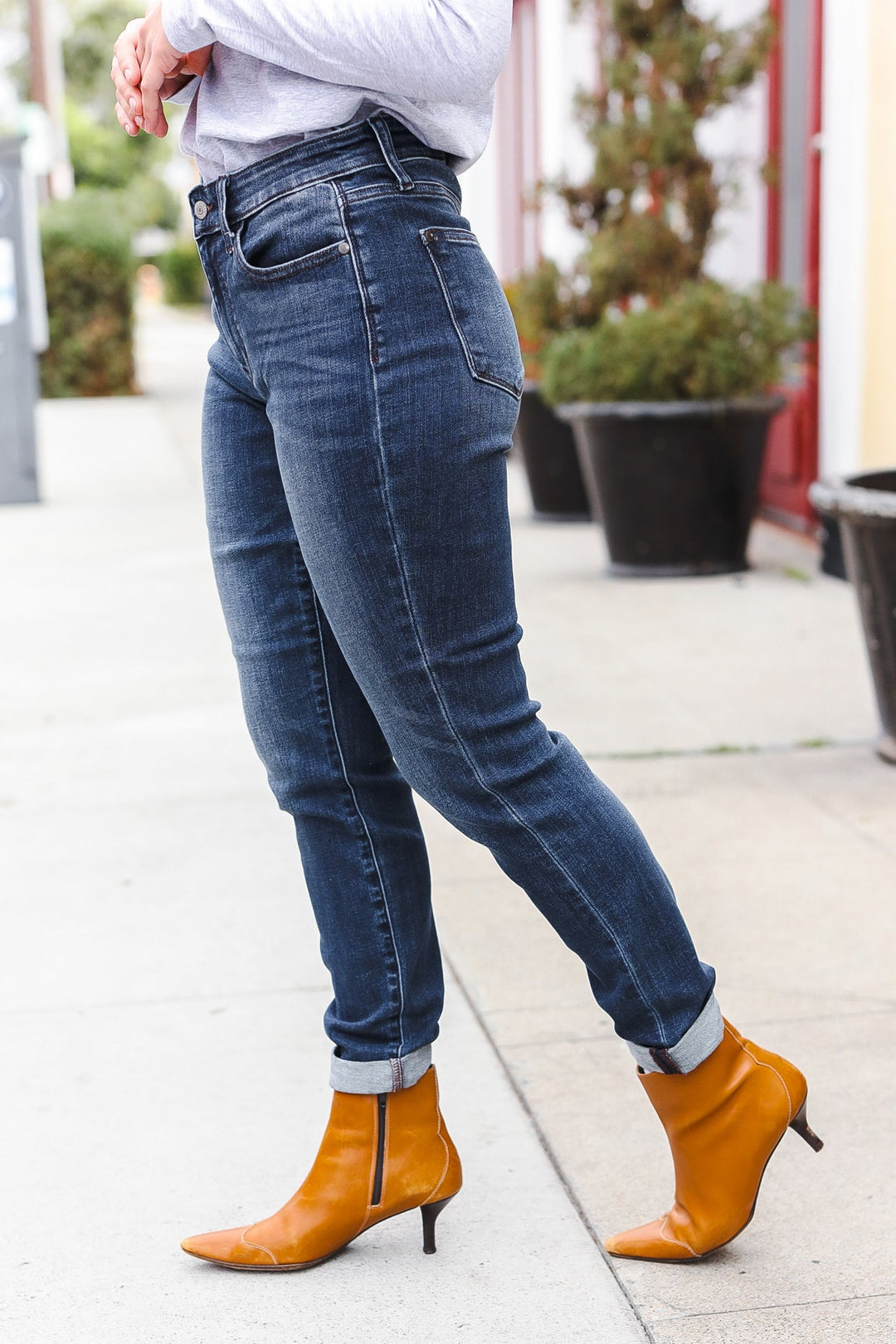 Judy Blue Dark Wash Mid Rise Cuffed Slim Fit Jeans | Nikki &amp; Co. Boutique