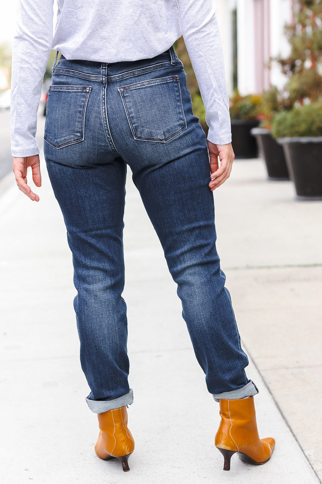 Judy Blue Dark Wash Mid Rise Cuffed Slim Fit Jeans | Nikki &amp; Co. Boutique