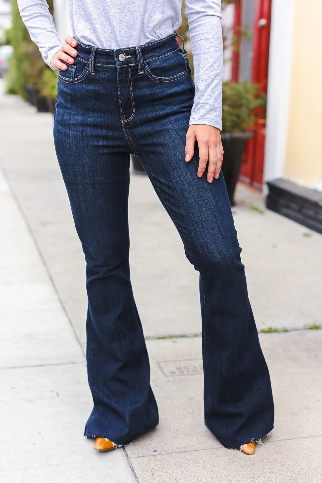 Judy Blue Dark Wash Raw Hem Jeans | Nikki &amp; Co. Boutique