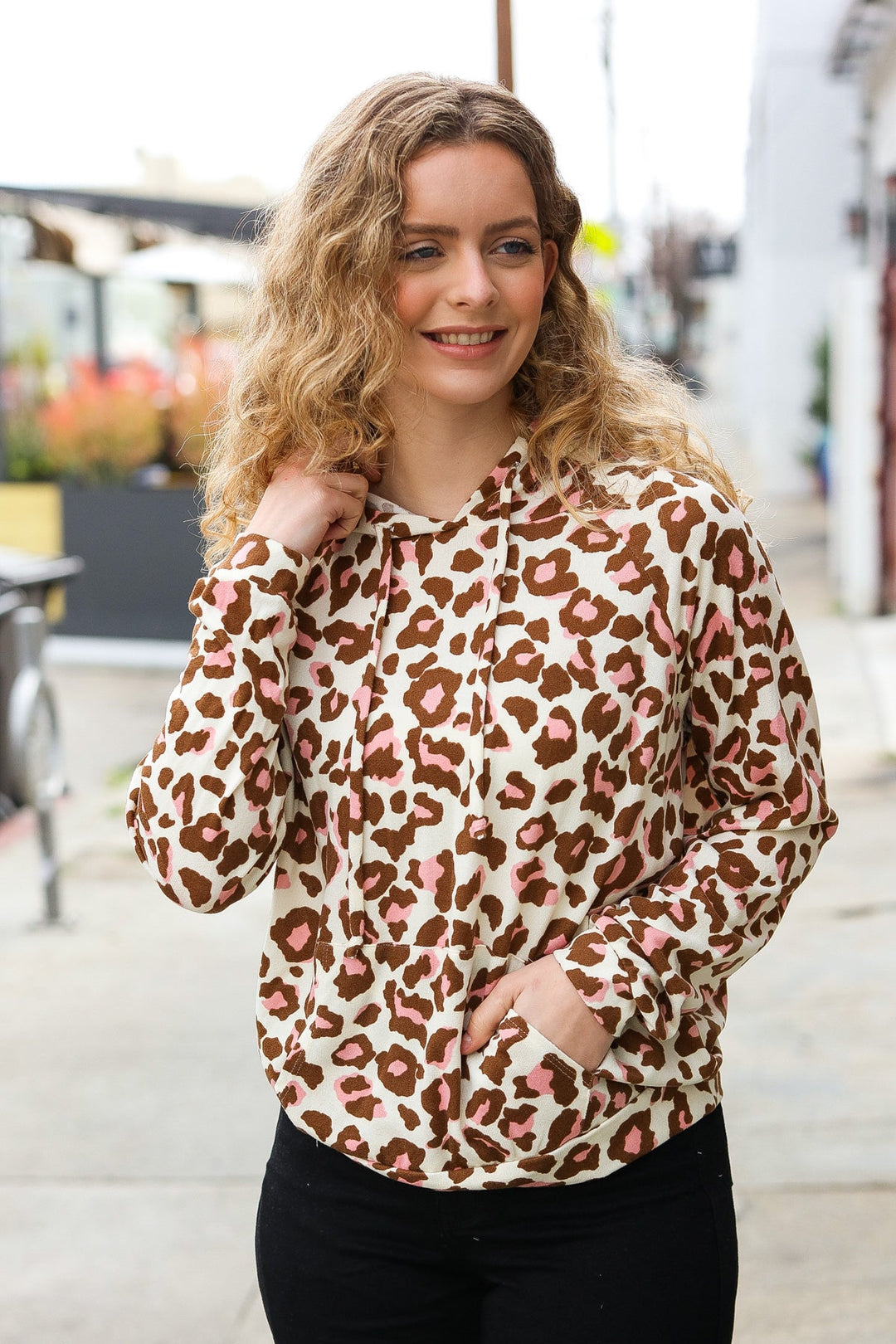 Easy Living Brown &amp; Blush Animal Print Hoodie | Nikki &amp; Co. Boutique