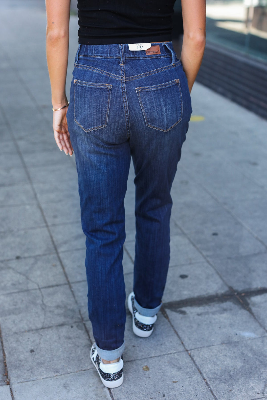 Judy Blue Dark Wash Pull On Cuffed Slim Fit Jeans | Nikki &amp; Co. Boutique