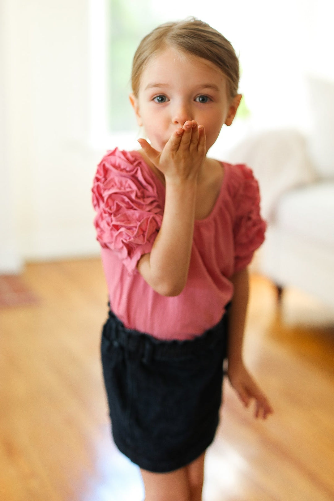 Kids Lovely Rose Ruffle Sleeve Side Slit Tops | Nikki &amp; Co. Boutique