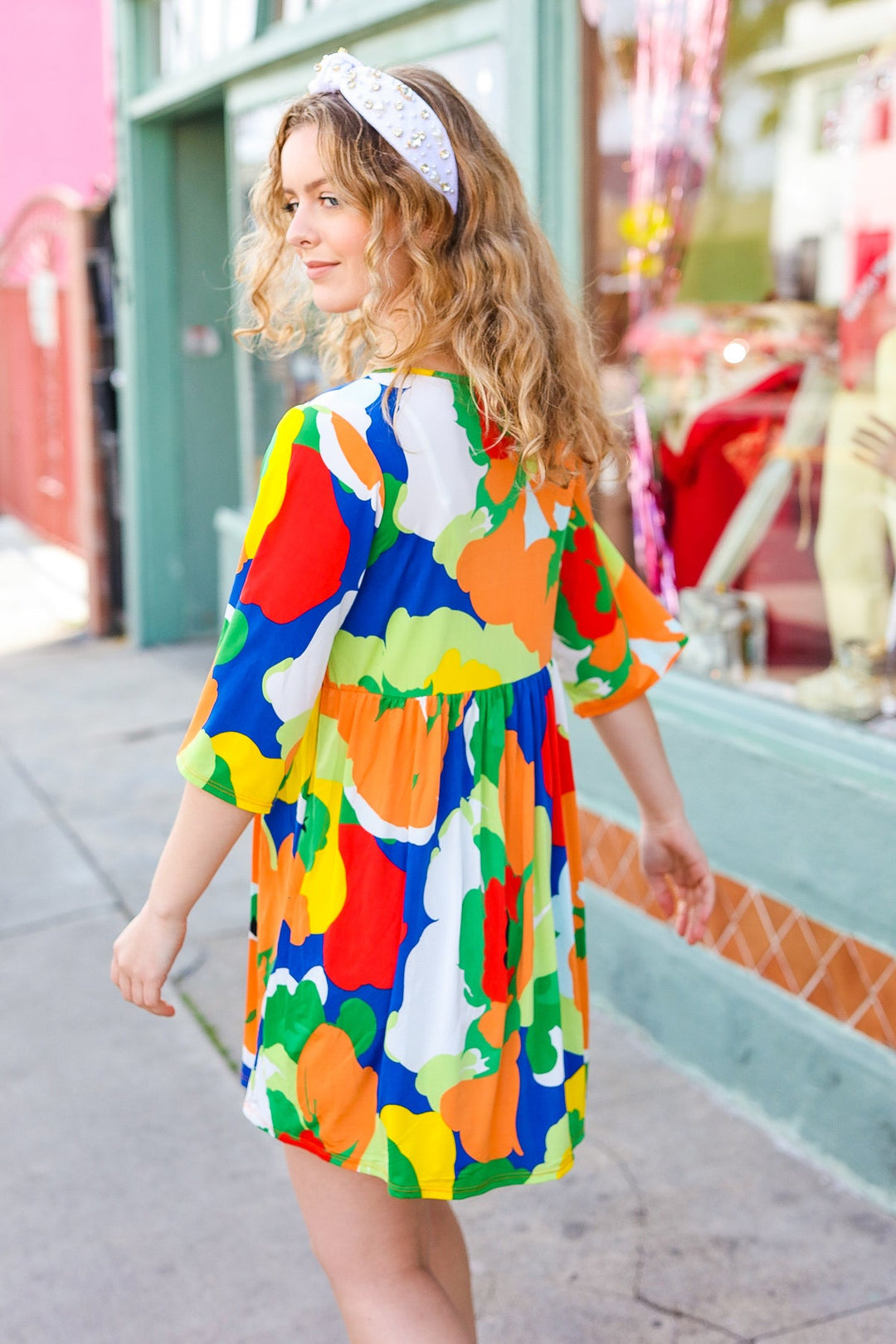 Bright Thoughts Green Floral Print V Neck Babydoll Dress | Nikki &amp; Co. Boutique