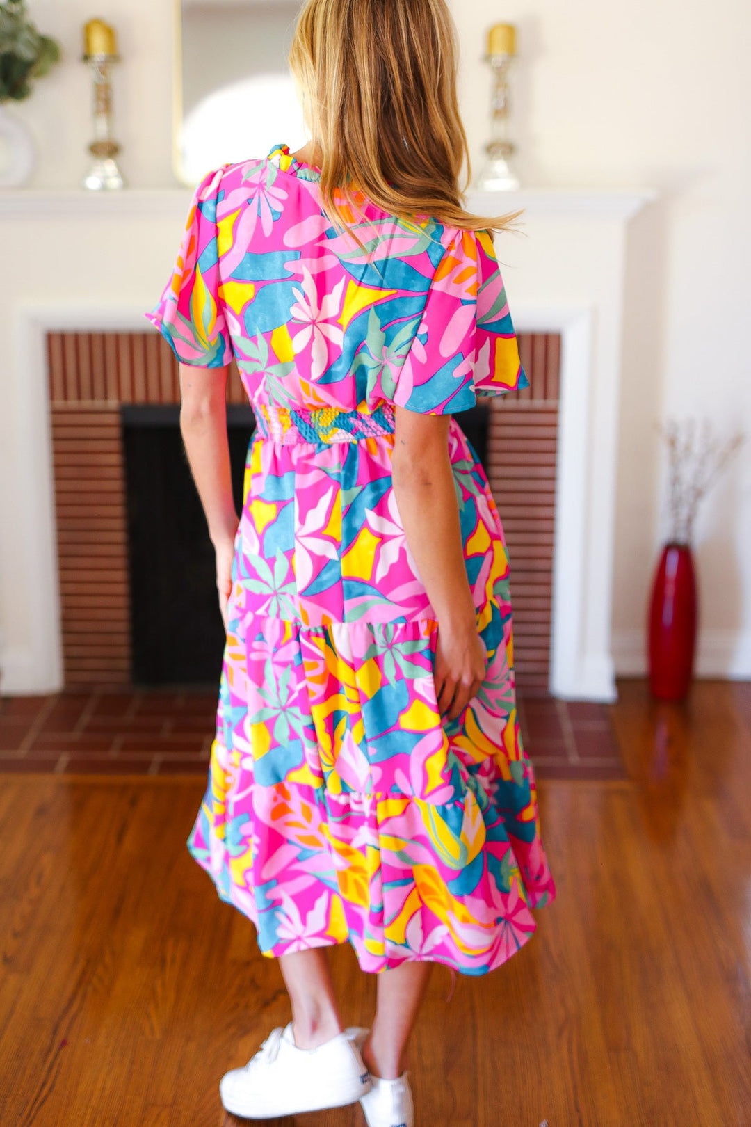 Tropical Trance Fuchsia Floral Smocked Waist Maxi Dress | Nikki &amp; Co. Boutique