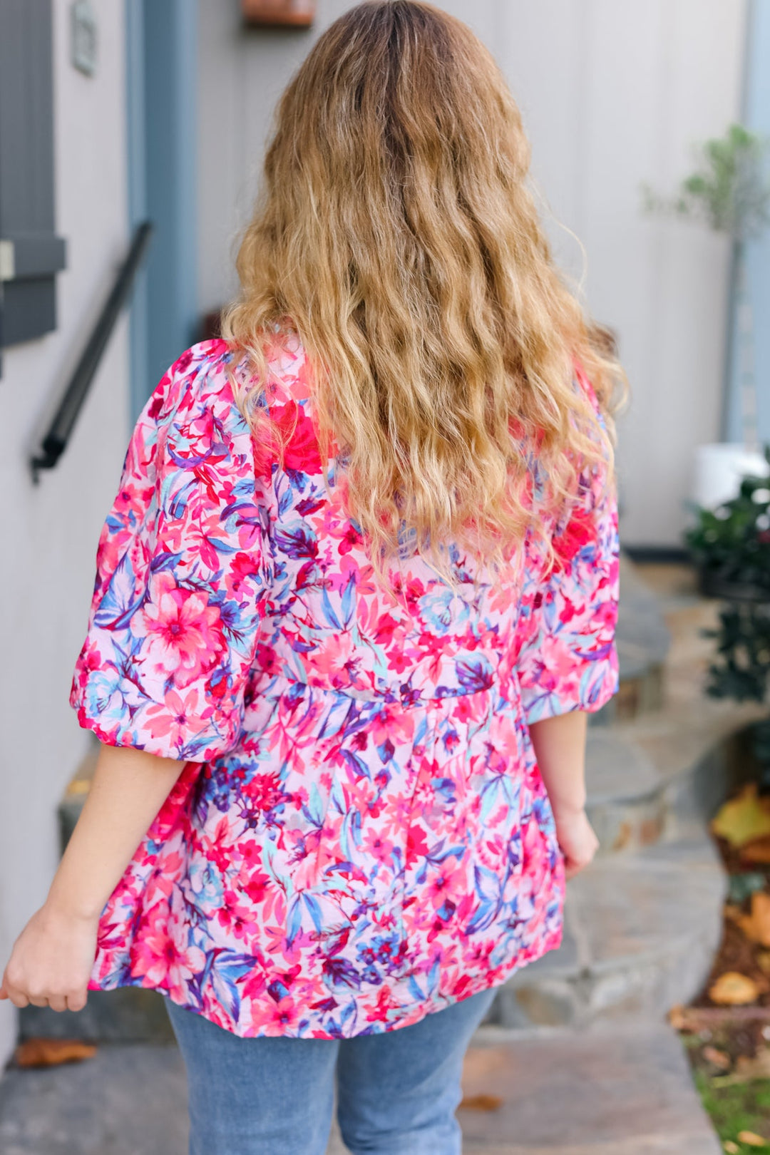 Feeling Femmi Pink &amp; Fuchsia Floral Peplum Woven Tops | Nikki &amp; Co. Boutique