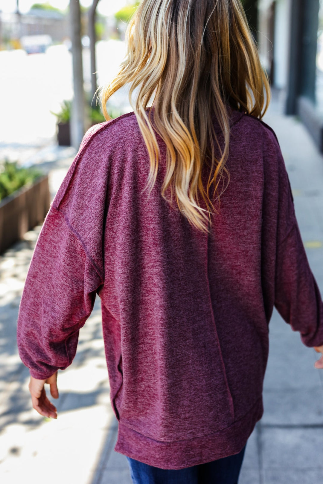 Weekend Ready Burgundy Brushed Mélange Mock Neck Sweater | Nikki &amp; Co. Boutique