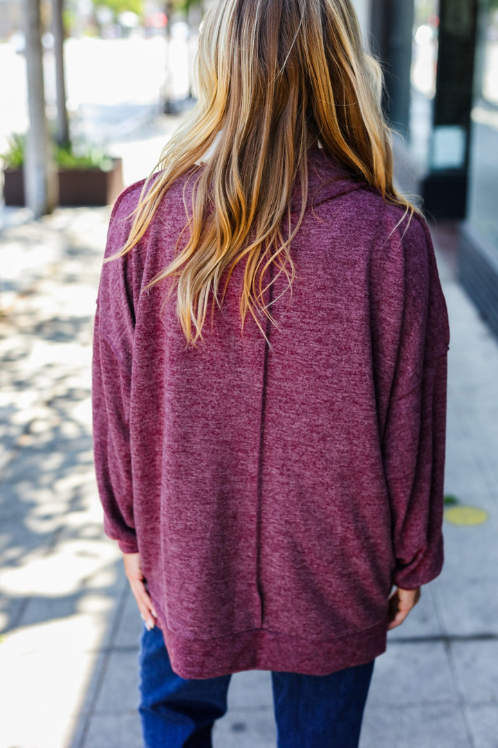 Weekend Ready Burgundy Brushed Mélange Mock Neck Sweater | Nikki &amp; Co. Boutique