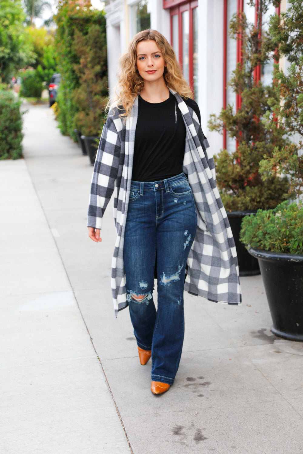 Get To Know You Black Buffalo Plaid Hacci Cardigan | Nikki &amp; Co. Boutique