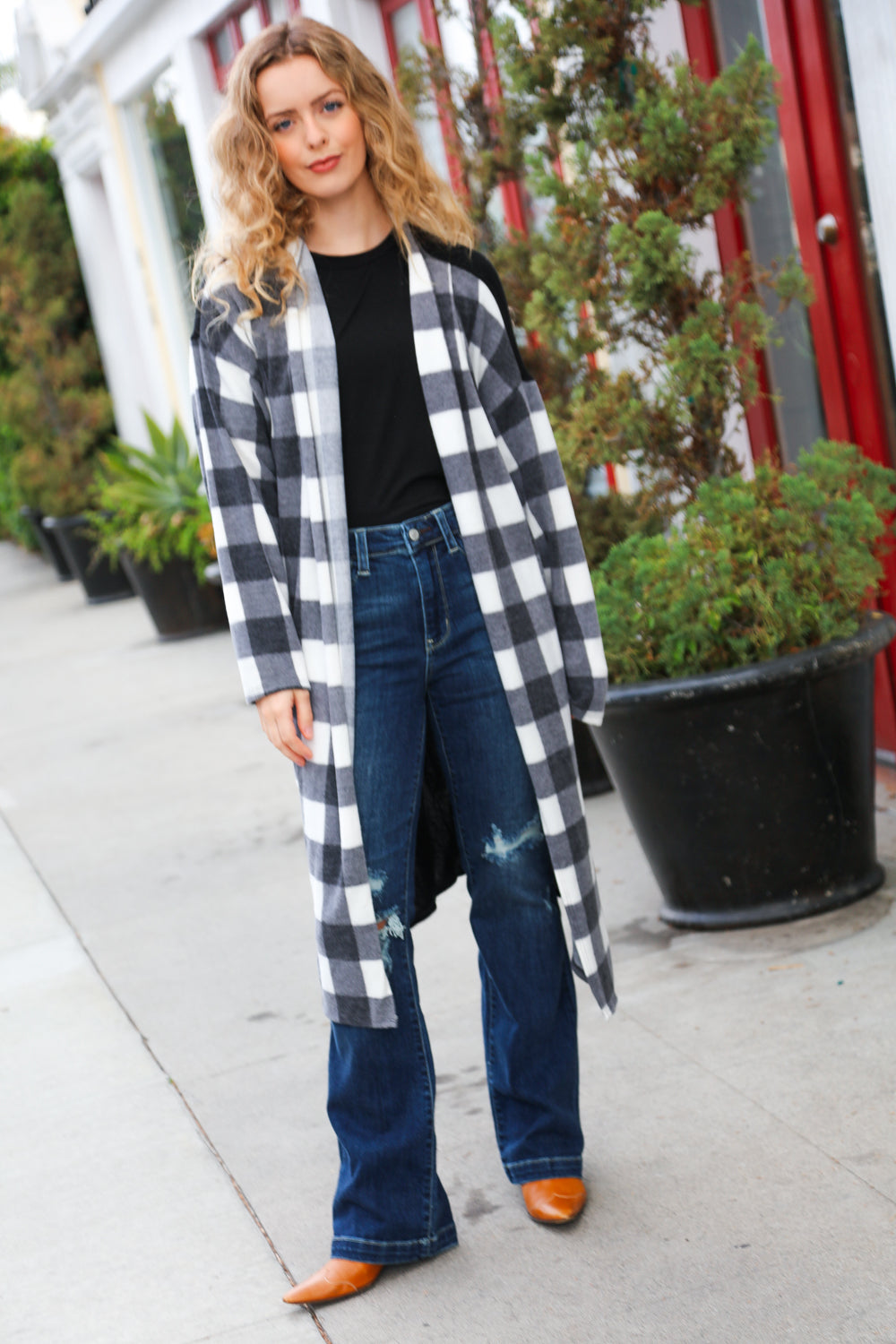 Get To Know You Black Buffalo Plaid Hacci Cardigan | Nikki &amp; Co. Boutique
