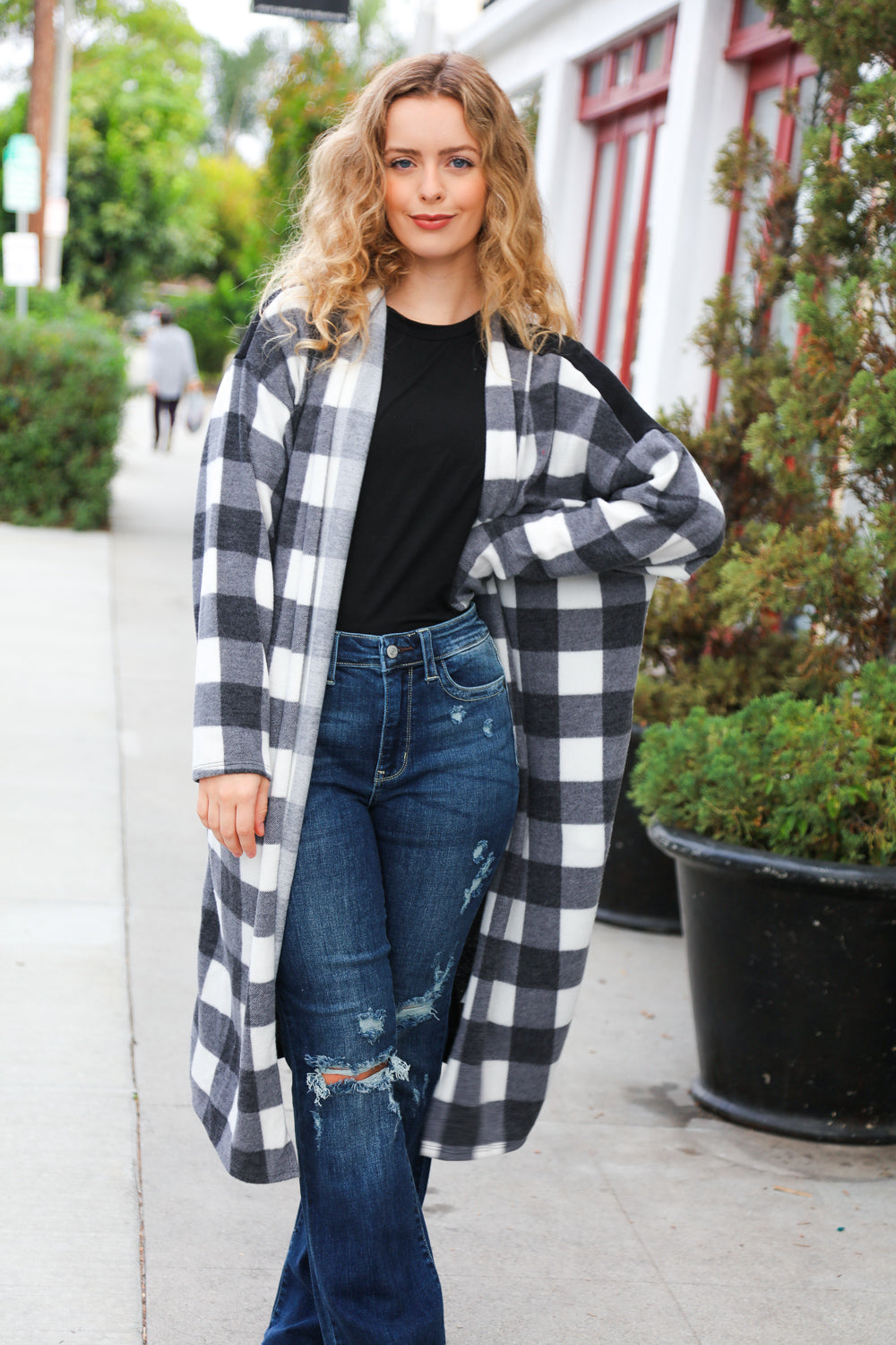 Get To Know You Black Buffalo Plaid Hacci Cardigan | Nikki &amp; Co. Boutique