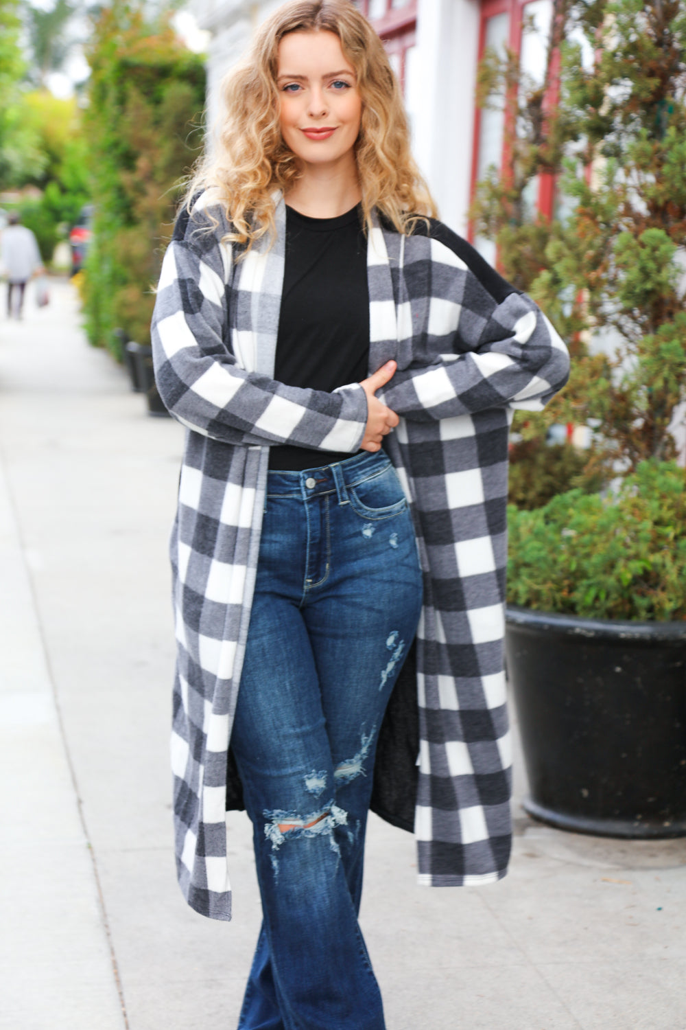 Get To Know You Black Buffalo Plaid Hacci Cardigan | Nikki &amp; Co. Boutique
