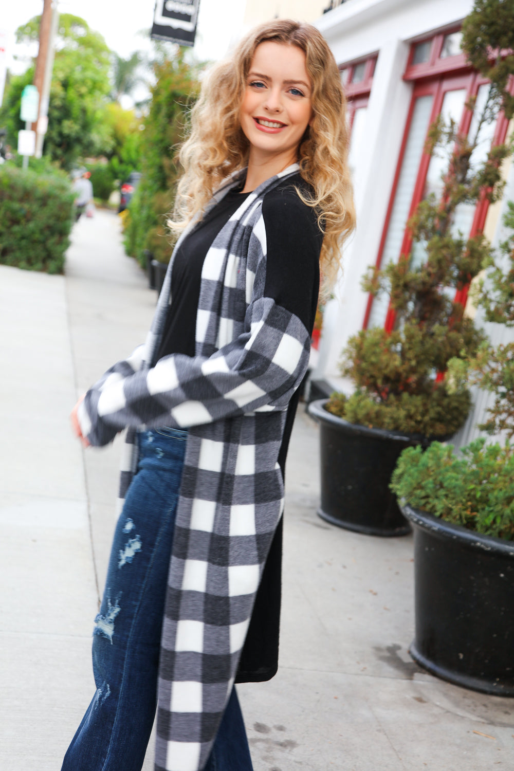 Get To Know You Black Buffalo Plaid Hacci Cardigan | Nikki &amp; Co. Boutique