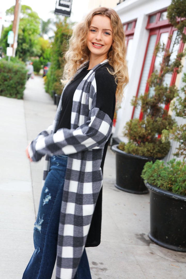 Get To Know You Black Buffalo Plaid Hacci Cardigan | Nikki &amp; Co. Boutique