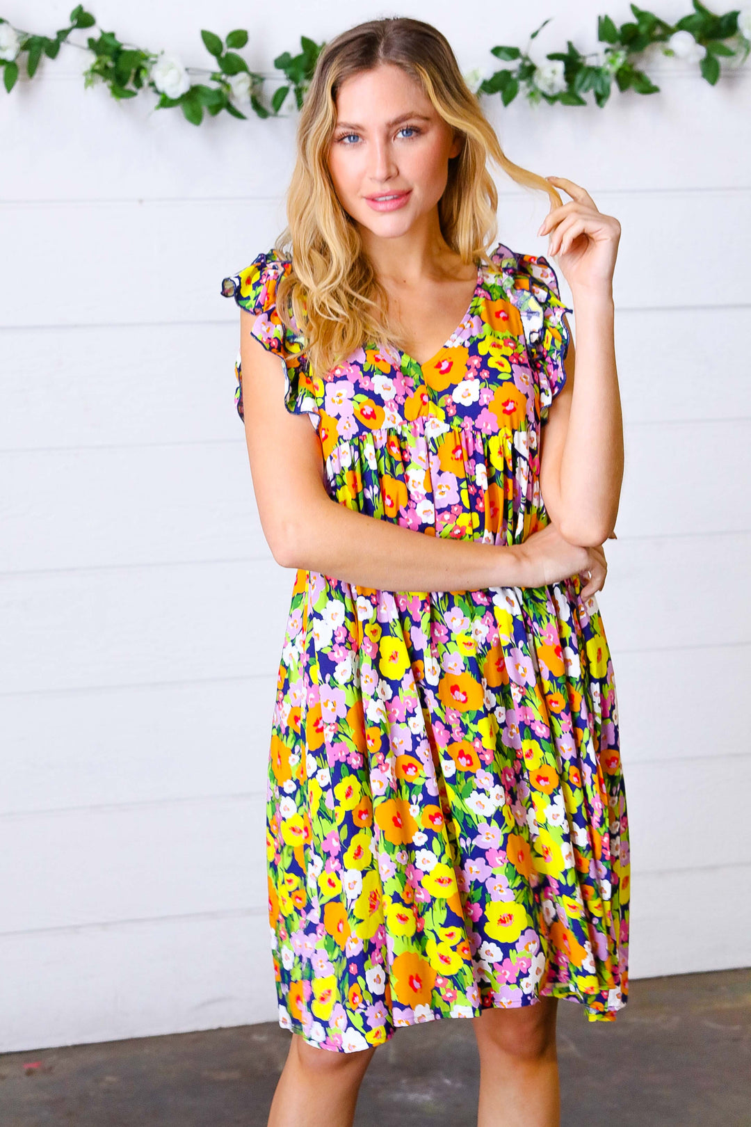 Indigo &amp; Lemon Floral Babydoll Ruffle Dress | Nikki &amp; Co. Boutique
