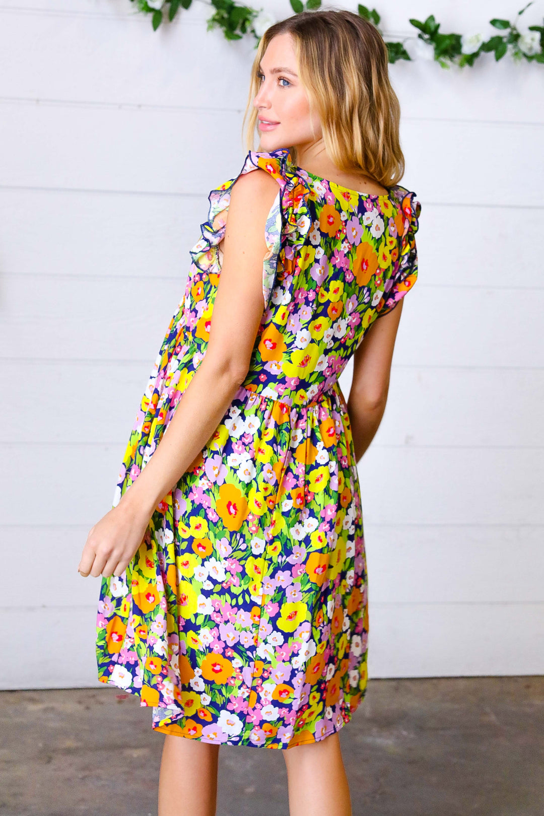 Indigo &amp; Lemon Floral Babydoll Ruffle Dress | Nikki &amp; Co. Boutique