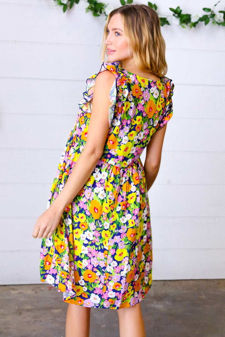 Indigo &amp; Lemon Floral Babydoll Ruffle Dress | Nikki &amp; Co. Boutique