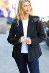 Holiday Ready Black Shoulder Tassel Fringe Blazer - Nikki and Co Boutique