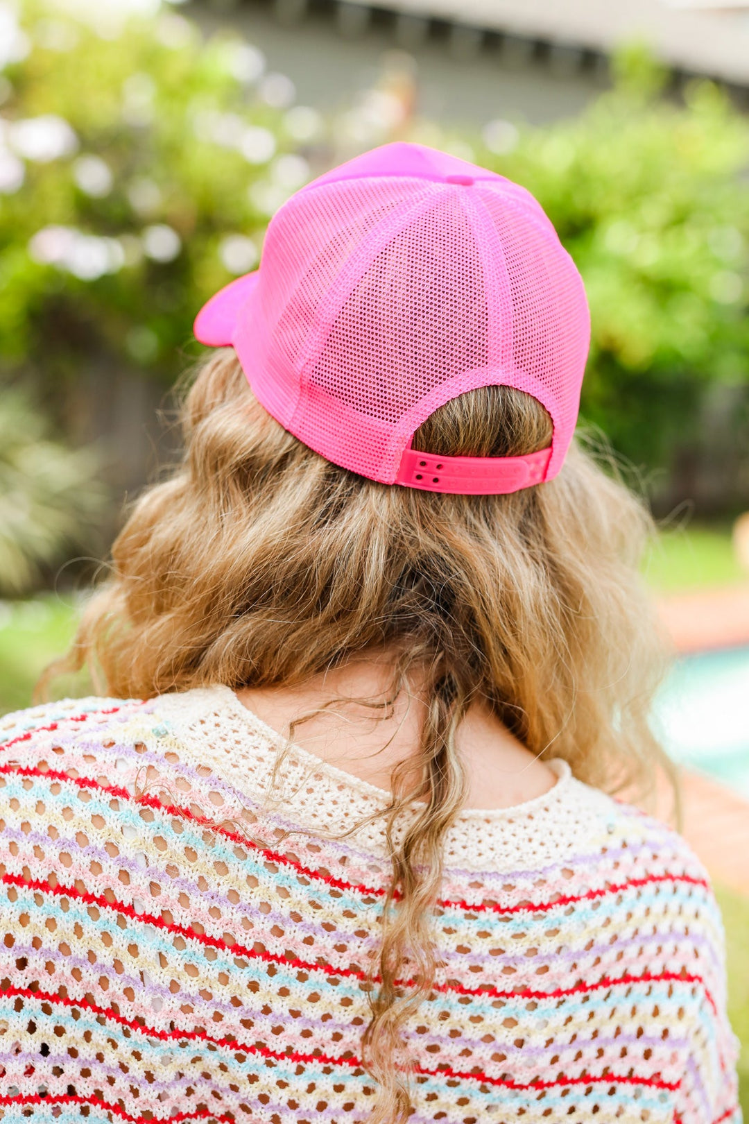 Neon Pink Glitter Smiley Face Mesh Trucker Hat | Nikki &amp; Co. Boutique