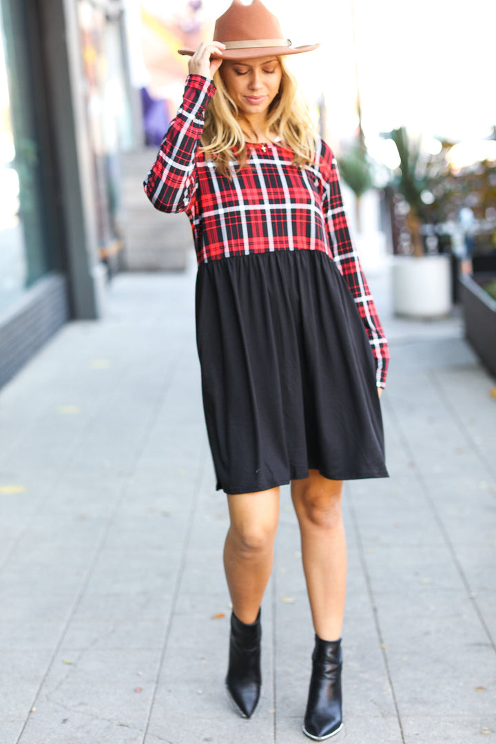 Plaid Twofer Babydoll Dress | Nikki &amp; Co. Boutique