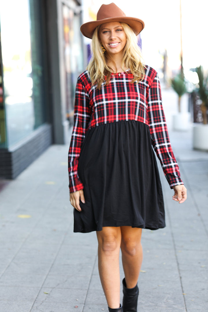 Plaid Twofer Babydoll Dress | Nikki &amp; Co. Boutique