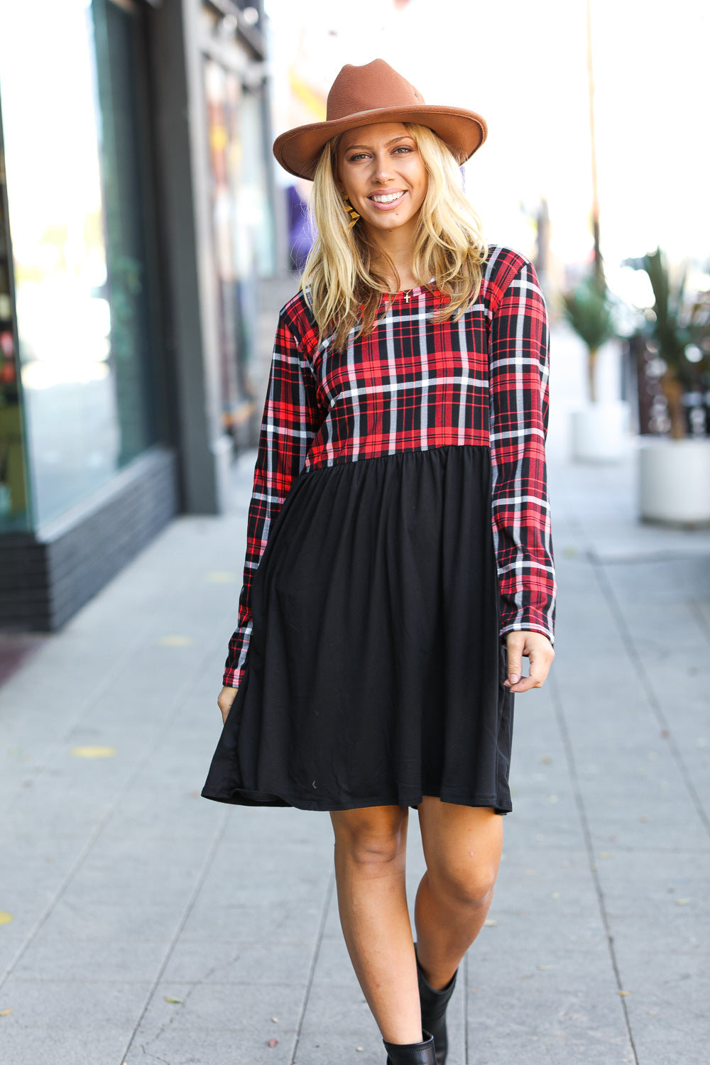 Plaid Twofer Babydoll Dress | Nikki &amp; Co. Boutique