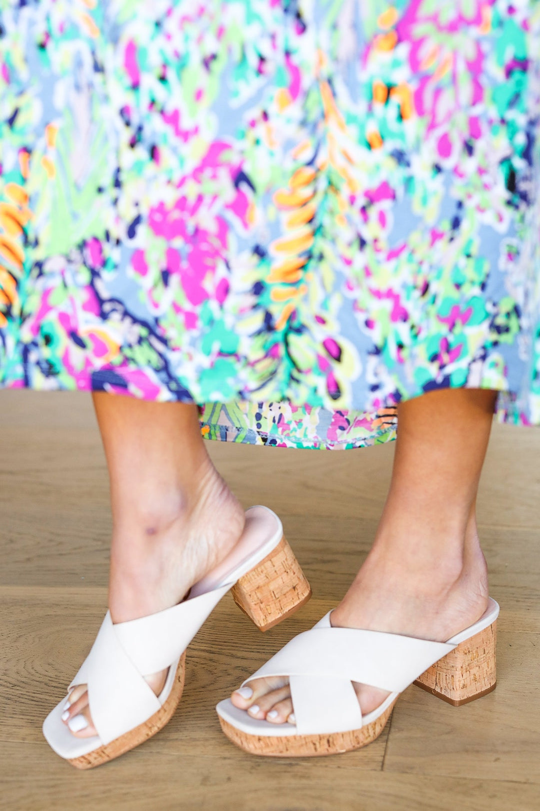 Bone Chandra Faux Leather Cork Platform Sandals | Nikki &amp; Co. Boutique