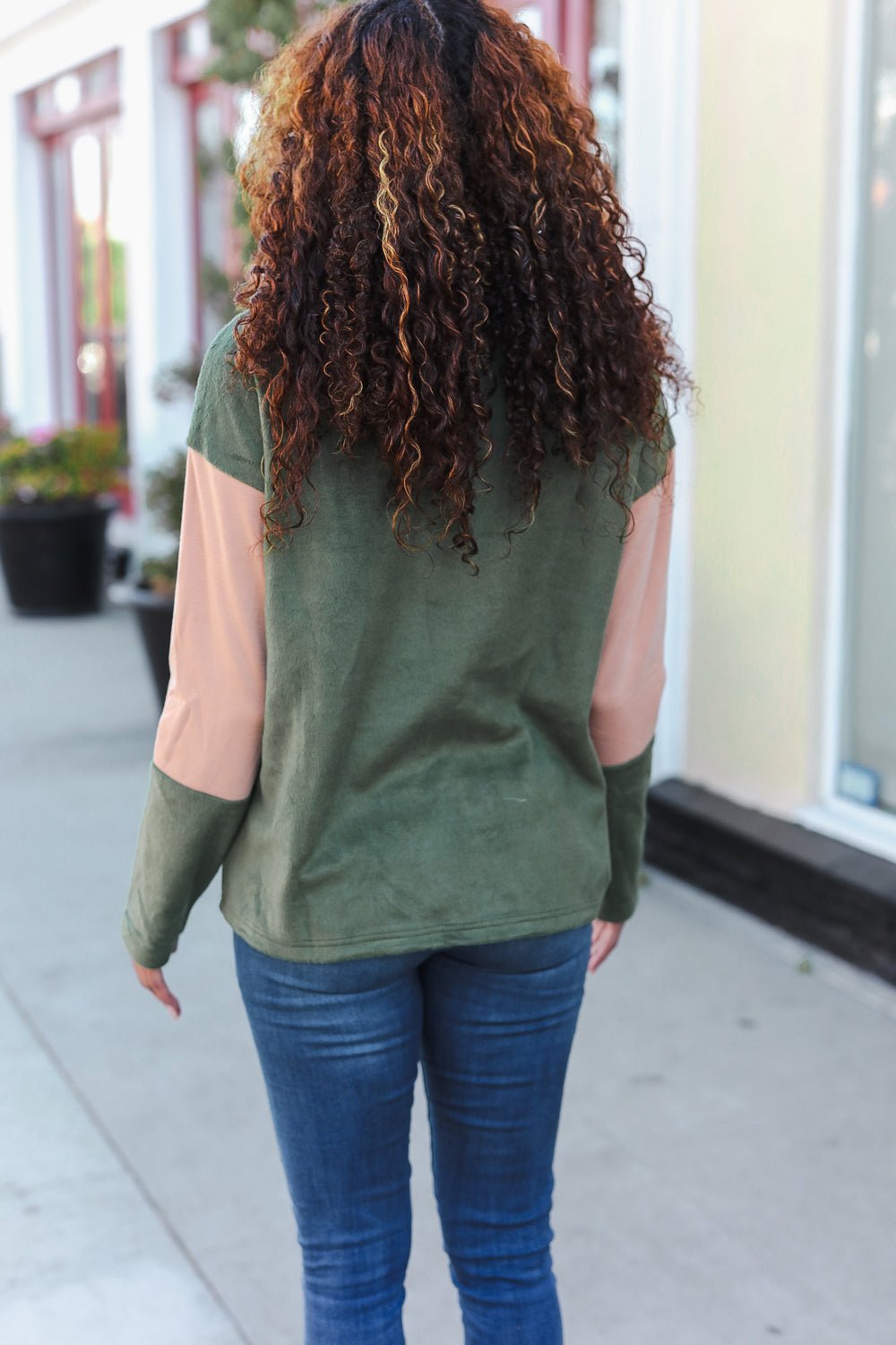 Cool Vibes Taupe/Green Fleece Zip Up Cinched Hem Pullover | Nikki &amp; Co. Boutique