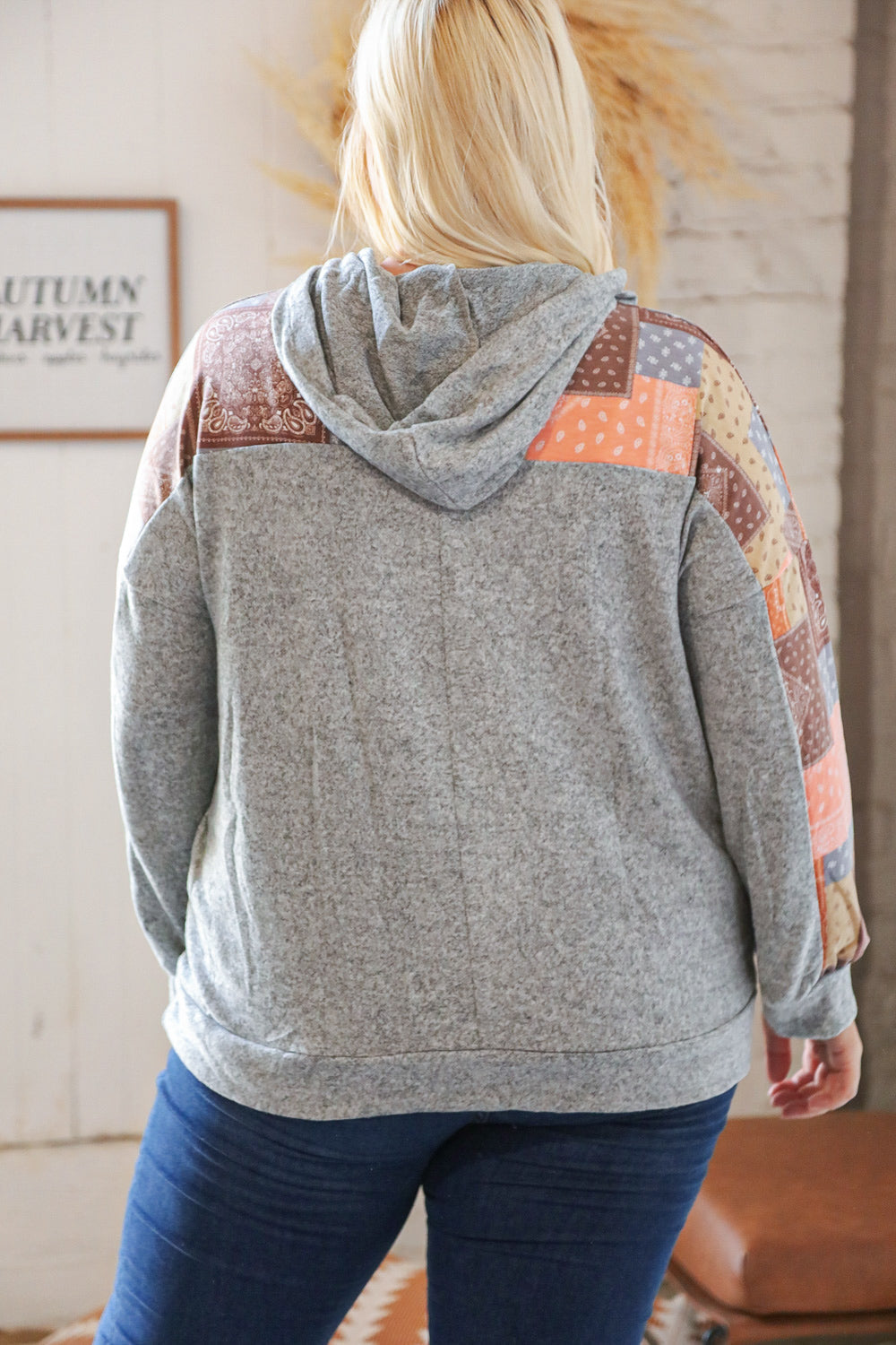 Harvest Ethnic Patchwork Print Kangaroo Pocket Hoodie | Nikki &amp; Co. Boutique