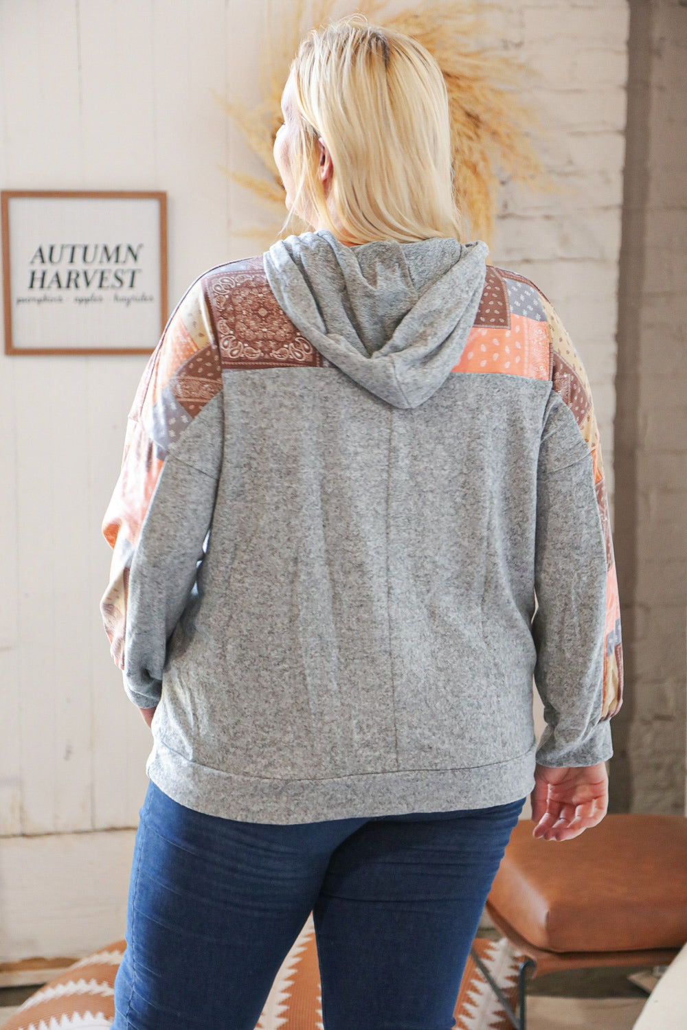 Harvest Ethnic Patchwork Print Kangaroo Pocket Hoodie | Nikki &amp; Co. Boutique