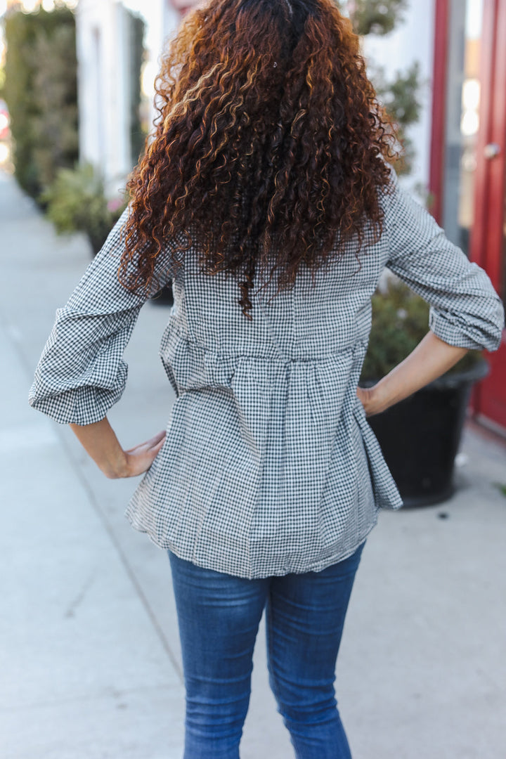 Beautiful You Dark Green Cotton Plaid Embroidered Back Button Tops | Nikki &amp; Co. Boutique