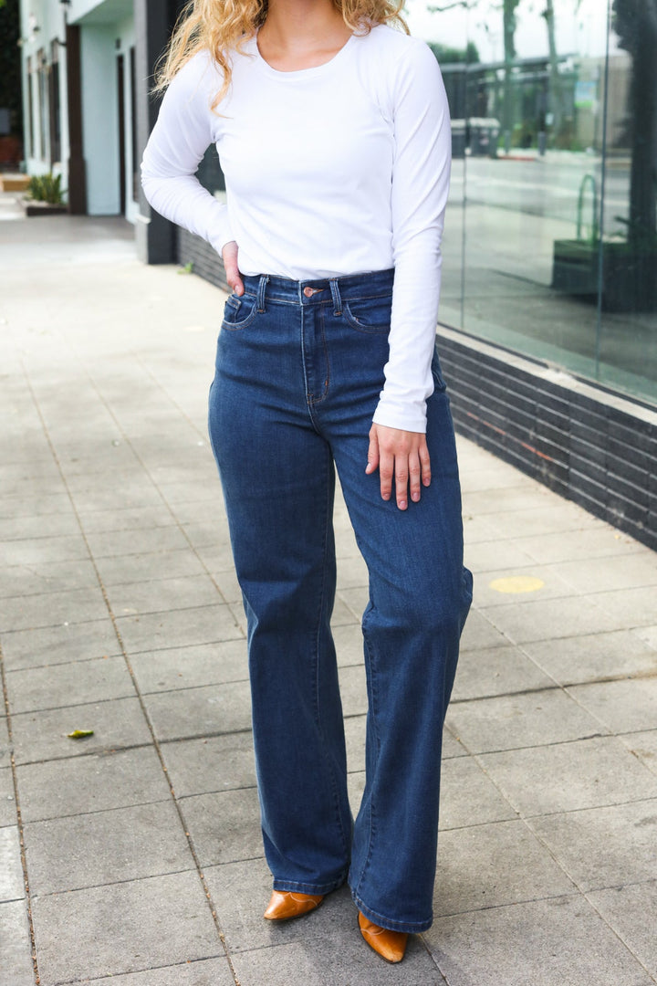 Judy Blue Medium Wash High Waist Wide Leg Jeans | Nikki &amp; Co. Boutique