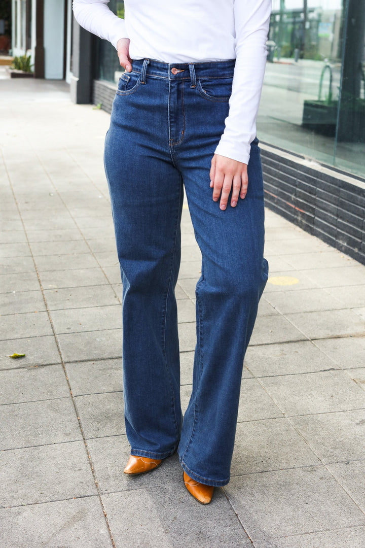 Judy Blue Medium Wash High Waist Wide Leg Jeans | Nikki &amp; Co. Boutique