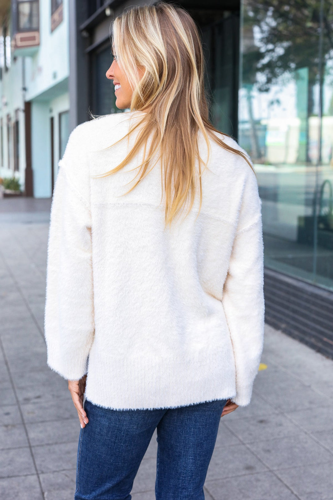 Classic Elegance Ivory Fuzzy Soft Knit Sweater | Nikki &amp; Co. Boutique