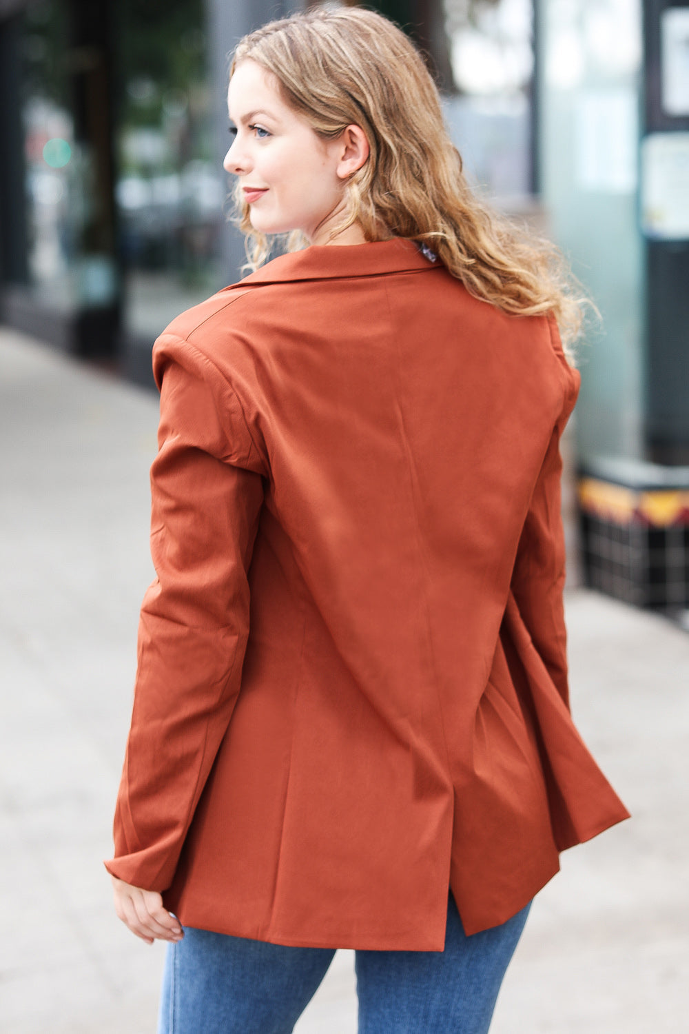 Going Up Rust Double Button Collar Lapel Blazer | Nikki &amp; Co. Boutique